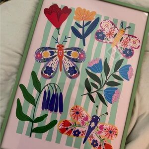 Colorful Butterfly and Floral Art Print